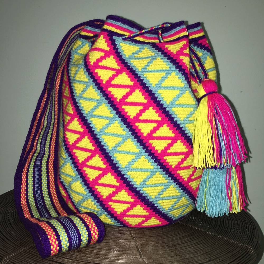 Columbian Festival Crossbody bucket bag Tassels nEW